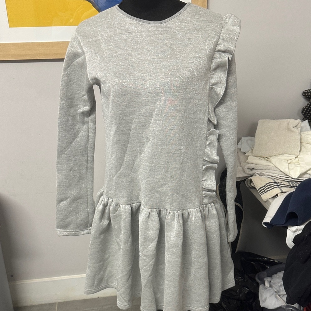 Christina Silver Ruffle Casual Kids Dress